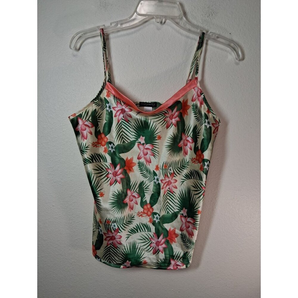 Emme Jordan Tank Top Camisole Boho Floral Tropical Silky Business Casual Large